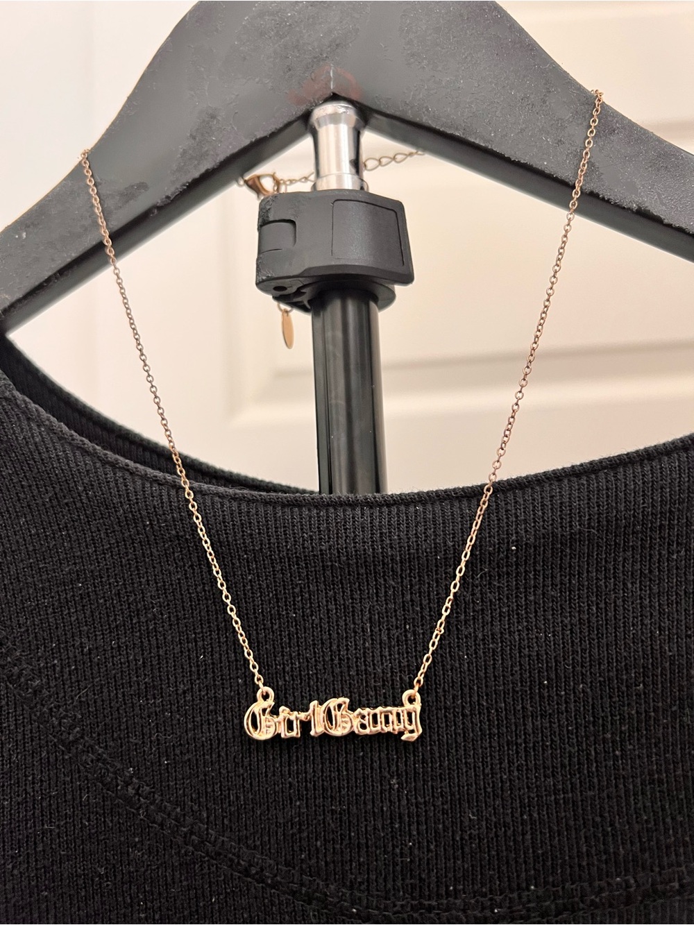 Claire's Gold-Tone Script Necklace with “Girl Gang”